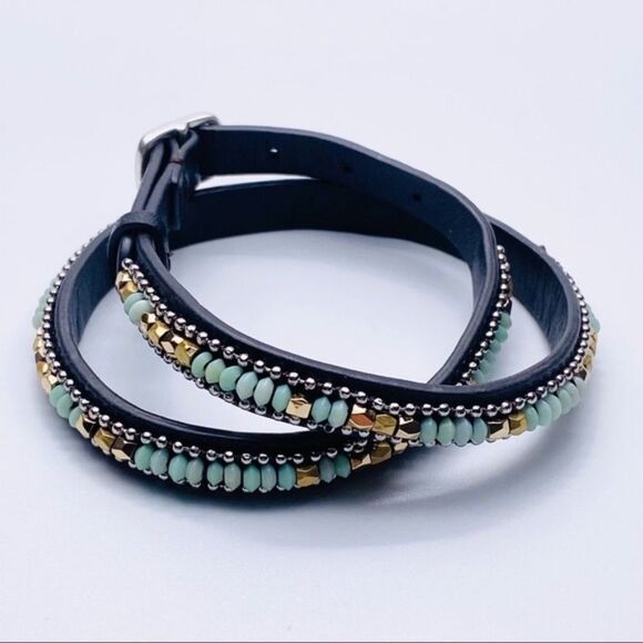 Stella & Dot Sierra Black Leather Wrap Bracelet - Picture 6 of 11
